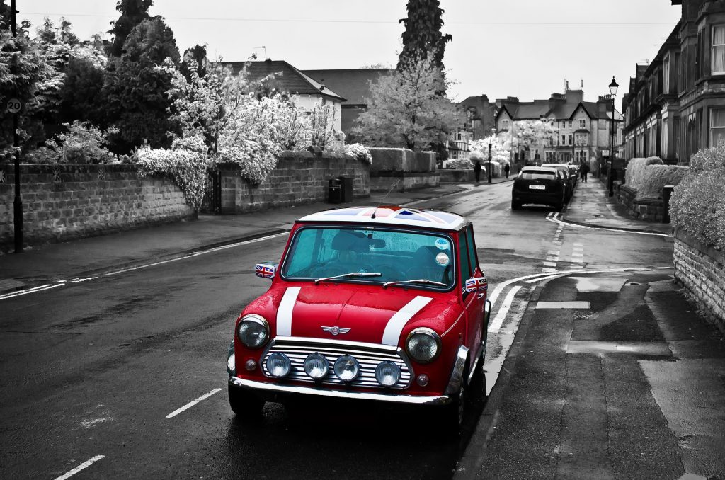 Red Mini Cooper on street